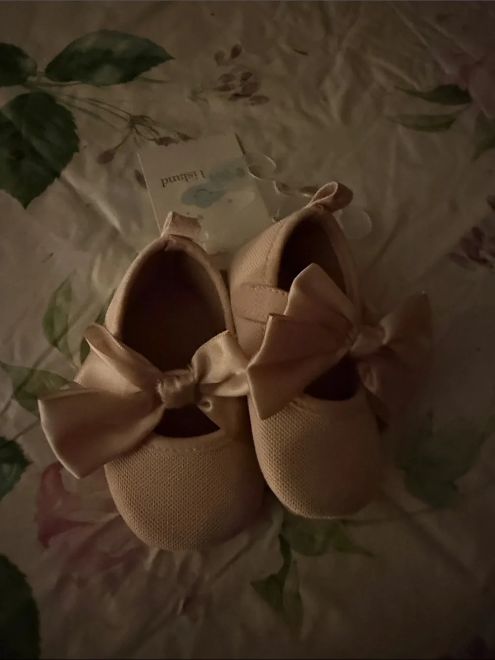cloud island Soft Bow Baby Shoes in Blush